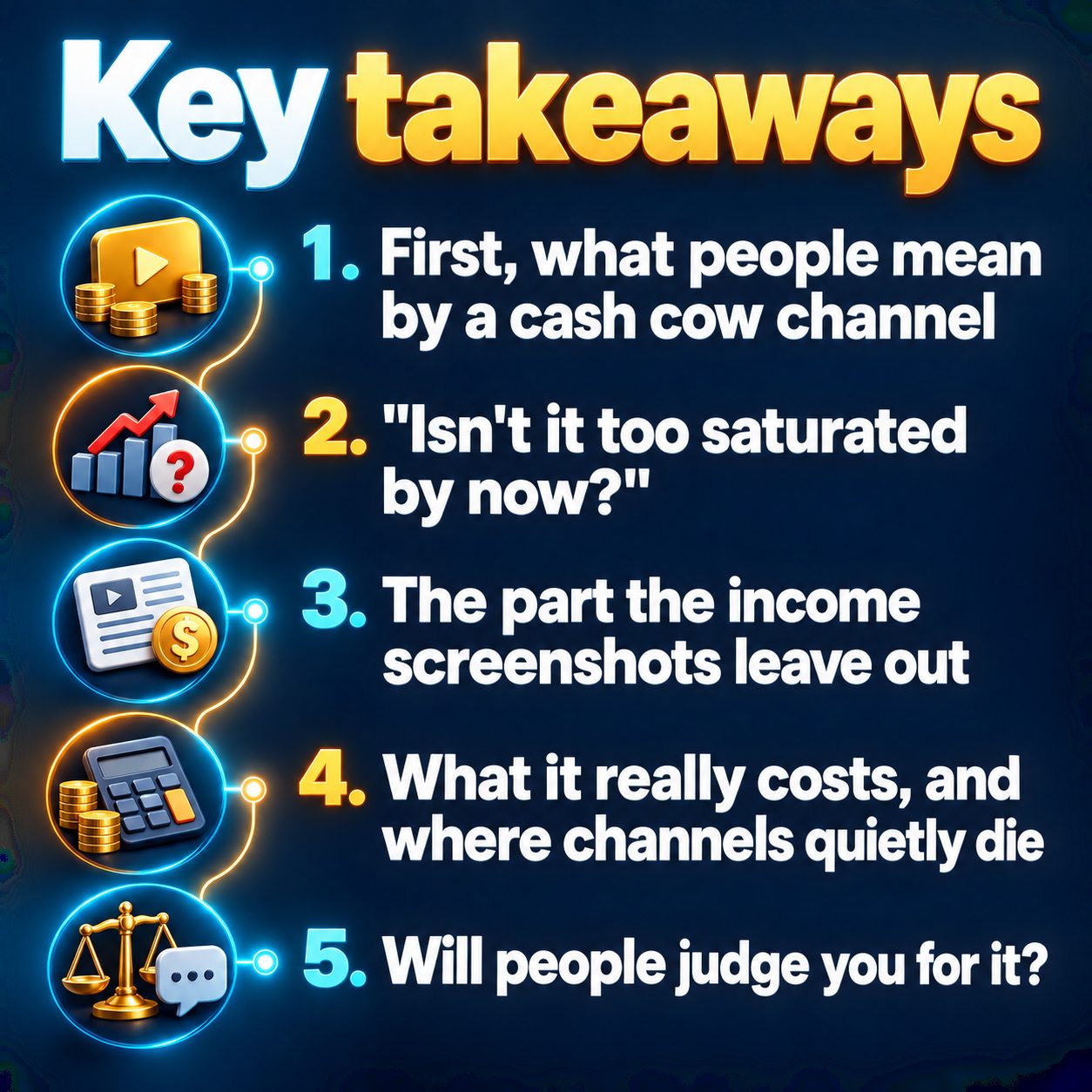 Key takeaways: First, what people mean by a cash cow channel; "Isn't it too saturated by now?"; The part the income screenshots leave out; What it really costs, and where channels quietly die; Will people judge you for it?