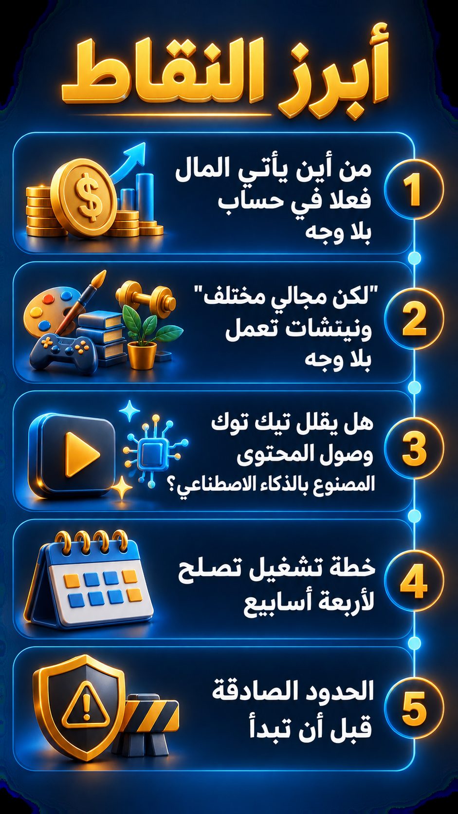أبرز النقاط: من أين يأتي المال فعلا في حساب بلا وجه; "لكن مجالي مختلف" ونيتشات تعمل بلا وجه; هل يقلل تيك توك وصول المحتوى المصنوع بالذكاء الاصطناعي؟; خطة عمل لأربعة أسابيع; الحدود الصادقة قبل أن تبدأ